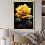 Yellow Black Rose Elegance III - Floral Canvas Wall Art