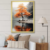 Orange And Grey Forest Autumn Elegance II - Landscapes Canvas Wall Art