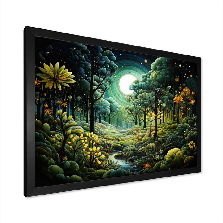 Forest Enchanted Forest Pointillism II - Landscapes Canvas Wall Art