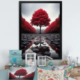 Red And Grey Forest Serenity - Landscapes Canvas Wall Art