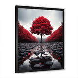 Red And Grey Forest Serenity - Landscapes Canvas Wall Art