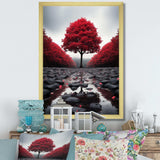 Red And Grey Forest Serenity - Landscapes Canvas Wall Art