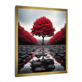 Red And Grey Forest Serenity - Landscapes Canvas Wall Art