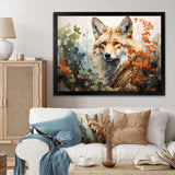 Fox Wilderness Observer Geometric - Animals Canvas Wall Art