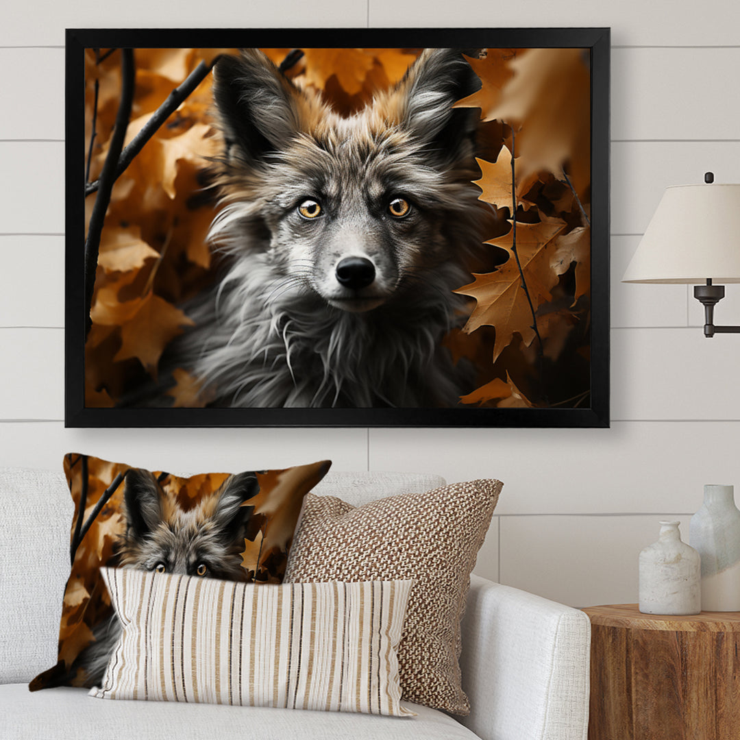 Fox Woodland Enigma - Fox Framed Canvas Art