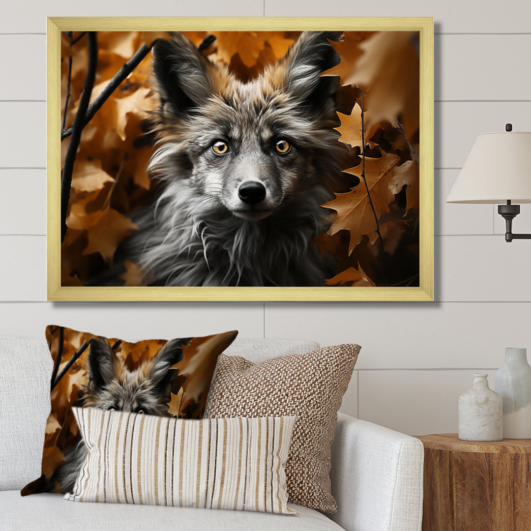 Fox Woodland Enigma - Fox Framed Canvas Art