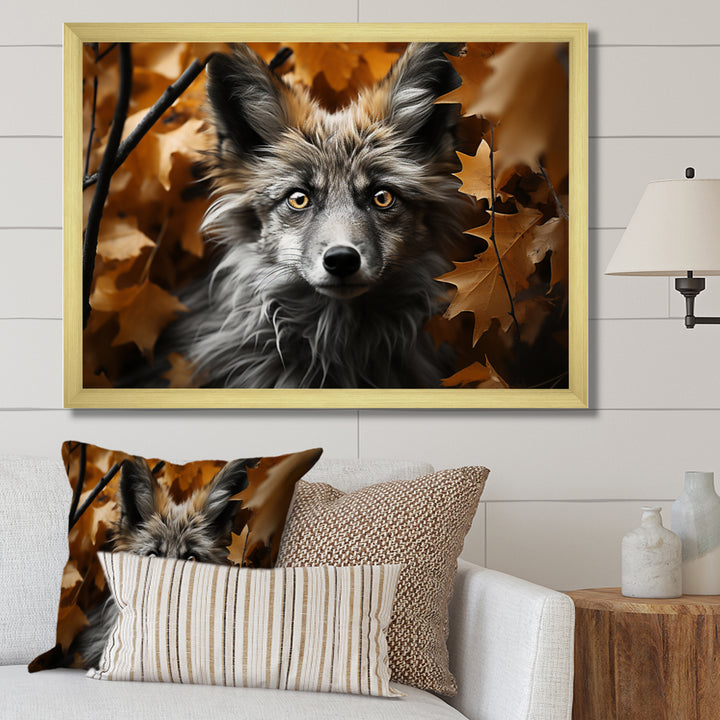 Fox Woodland Enigma - Fox Framed Canvas Art