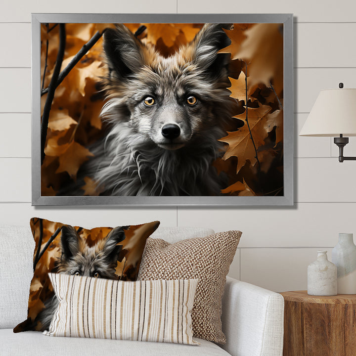 Fox Woodland Enigma - Fox Framed Canvas Art