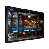 France Parisian Cafe Blues - Landscapes Canvas Wall Art