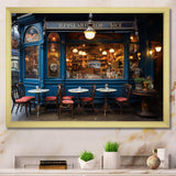 France Parisian Cafe Blues - Landscapes Canvas Wall Art