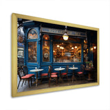 France Parisian Cafe Blues - Landscapes Canvas Wall Art