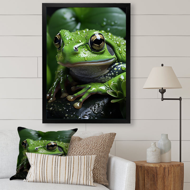 Green Frog Portrait - Frog Wall Art Prints
