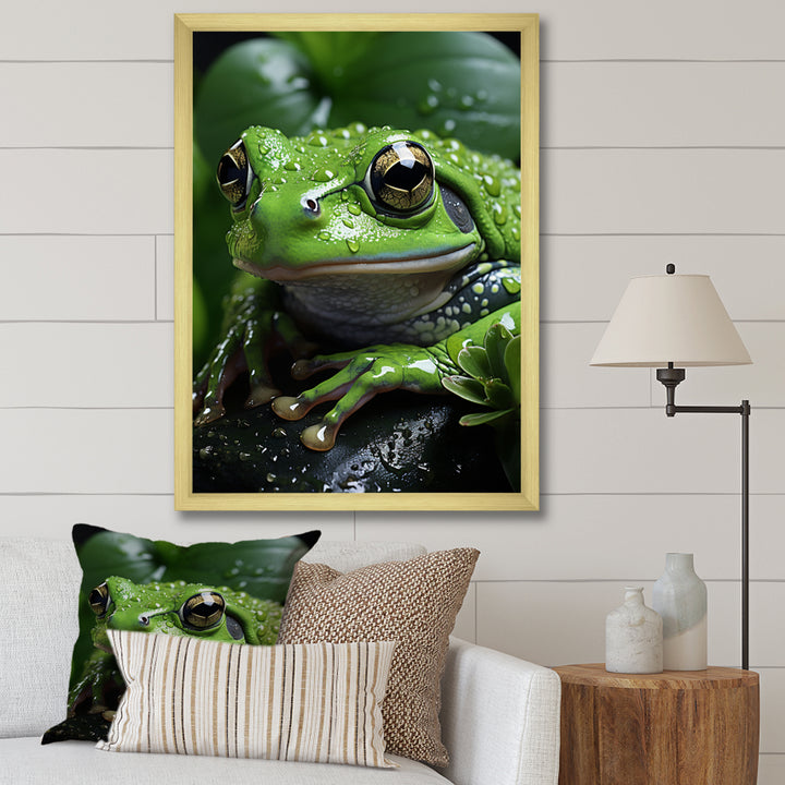 Green Frog Portrait - Frog Wall Art Prints