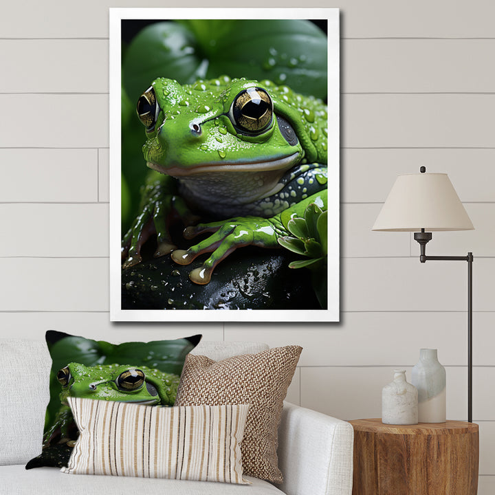 Green Frog Portrait - Frog Wall Art Prints
