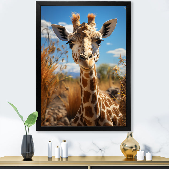 Cute Giraffe Portrait - Beige Giraffe Wall Art