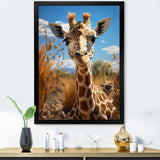 Cute Giraffe Portrait - Beige Giraffe Wall Art