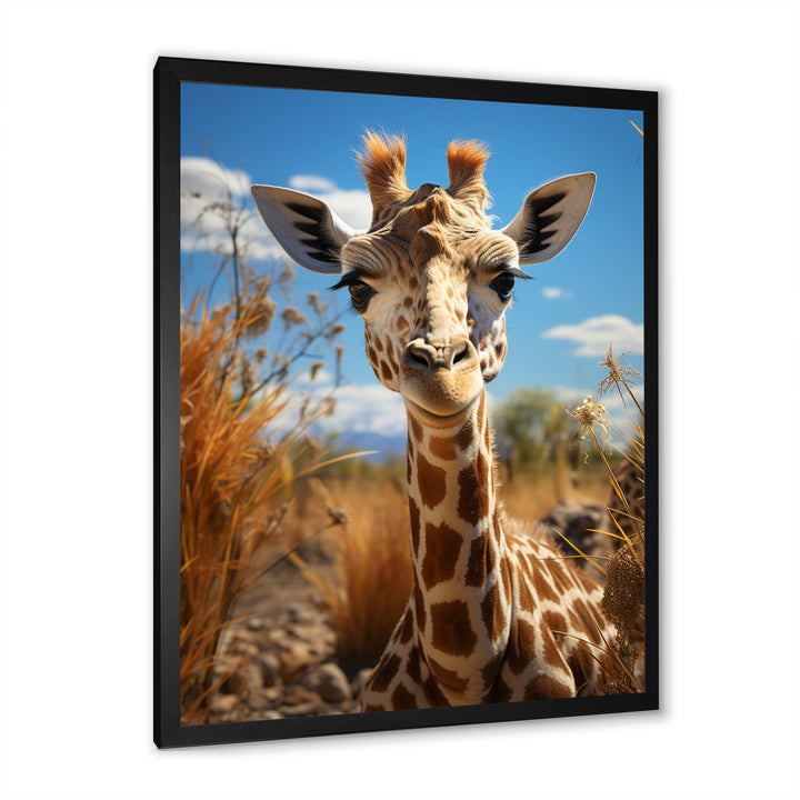 Cute Giraffe Portrait - Beige Giraffe Wall Art