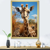 Cute Giraffe Portrait - Beige Giraffe Wall Art