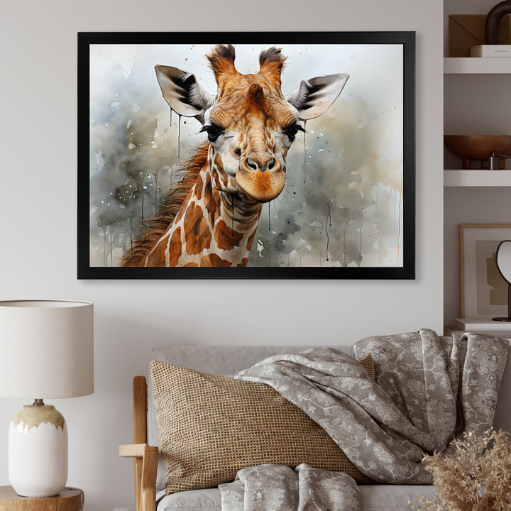 Giraffe Elegant Portrait - Giraffe Framed Canvas Art
