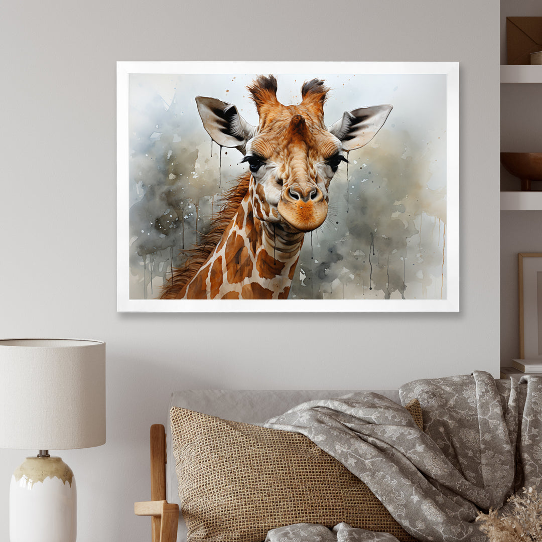 Giraffe Elegant Portrait - Giraffe Framed Canvas Art