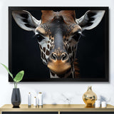 Black And White Giraffe Portrait I - Animals Canvas Wall Art