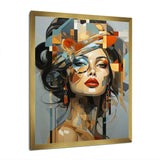 Glam Harmonious Cubist Woman Portrait I - Fashion Canvas Wall Art