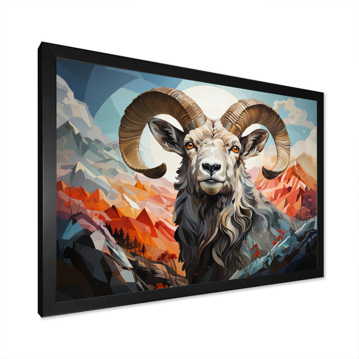 Goat Mountain Guardian Geometric - Gray Goat Wall Art