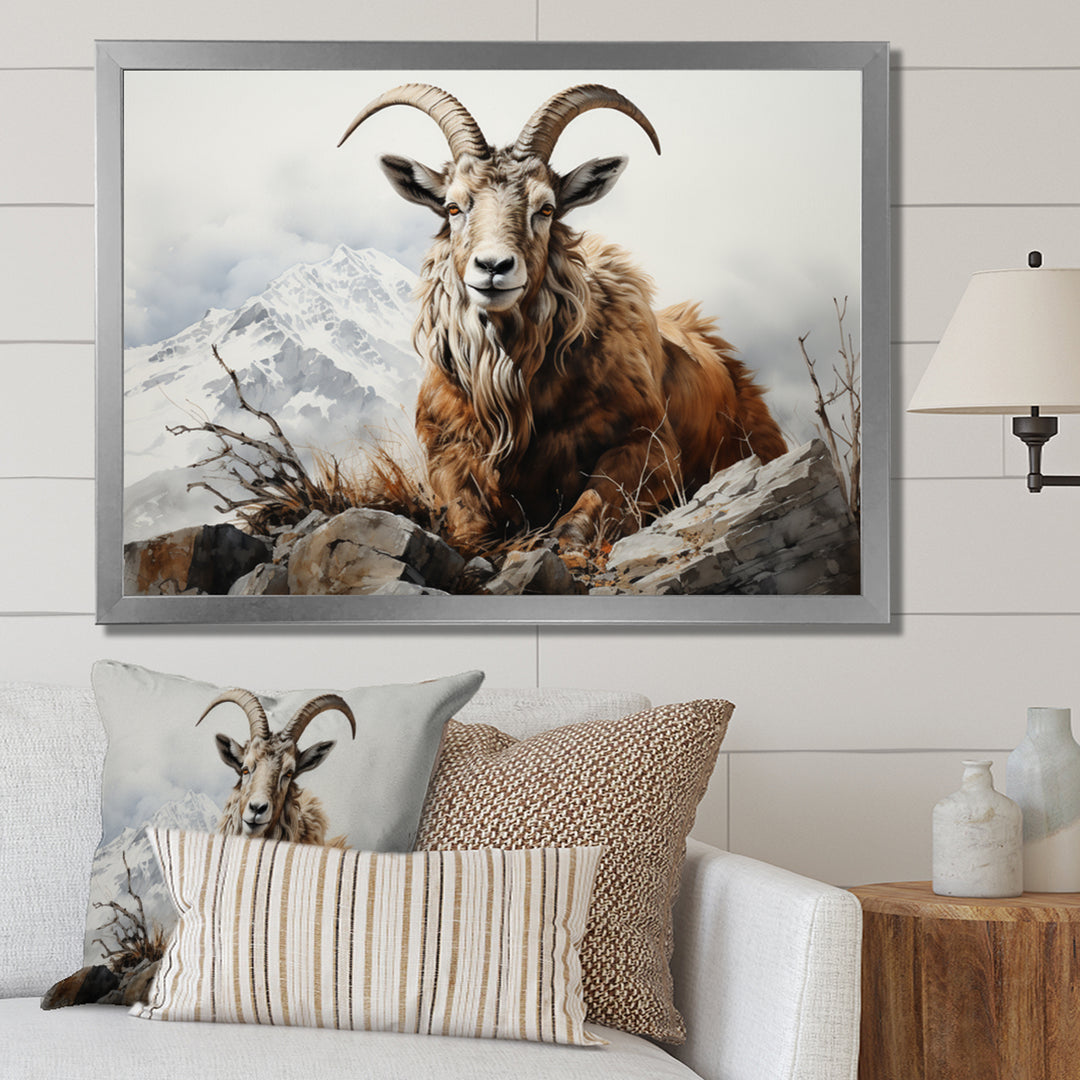 Goat Mountain Majesty - Goat Framed Canvas Art