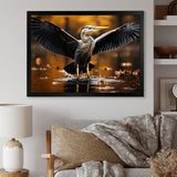 Yellow Black Heron Elegance Unveiled - Heron Canvas Wall Art