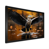 Yellow Black Heron Elegance Unveiled - Heron Canvas Wall Art