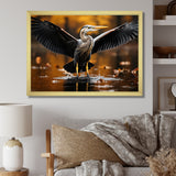 Yellow Black Heron Elegance Unveiled - Heron Canvas Wall Art