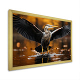 Yellow Black Heron Elegance Unveiled - Heron Canvas Wall Art