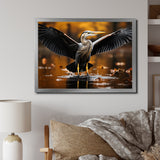Yellow Black Heron Elegance Unveiled - Heron Canvas Wall Art