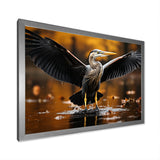 Yellow Black Heron Elegance Unveiled - Heron Canvas Wall Art