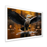 Yellow Black Heron Elegance Unveiled - Heron Canvas Wall Art