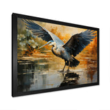 Black Yellow Heron Elegance Unveiled Pointillism - Heron Wall Decor