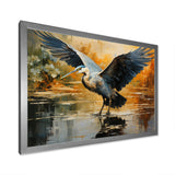 Black Yellow Heron Elegance Unveiled Pointillism - Heron Wall Decor