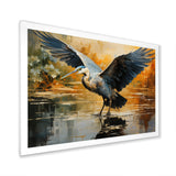 Black Yellow Heron Elegance Unveiled Pointillism - Heron Wall Decor