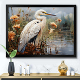 White Peach Heron Herons Haven - Animals Canvas Wall Art