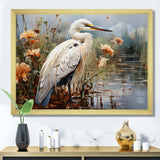 White Peach Heron Herons Haven - Animals Canvas Wall Art