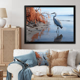 Heron Morning Stroll - Heron Framed Canvas Art
