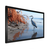 Heron Morning Stroll - Heron Framed Canvas Art