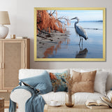 Heron Morning Stroll - Heron Framed Canvas Art