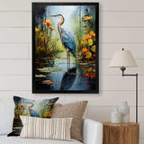 Heron Silent Waters Pointillism I - Animals Canvas Wall Art