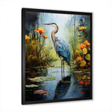 Heron Silent Waters Pointillism I - Animals Canvas Wall Art