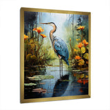 Heron Silent Waters Pointillism I - Animals Canvas Wall Art