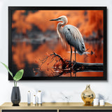Grey Red Heron Solitude - Heron Wall Decor