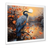Heron Waterside Serenade Pointillism - Heron Wall Art Prints