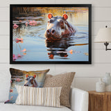 Hippopotamus Mighty Hippo Pastoral - Gray Hippopotamus Wall Art