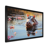 Hippopotamus Mighty Hippo Pastoral - Gray Hippopotamus Wall Art